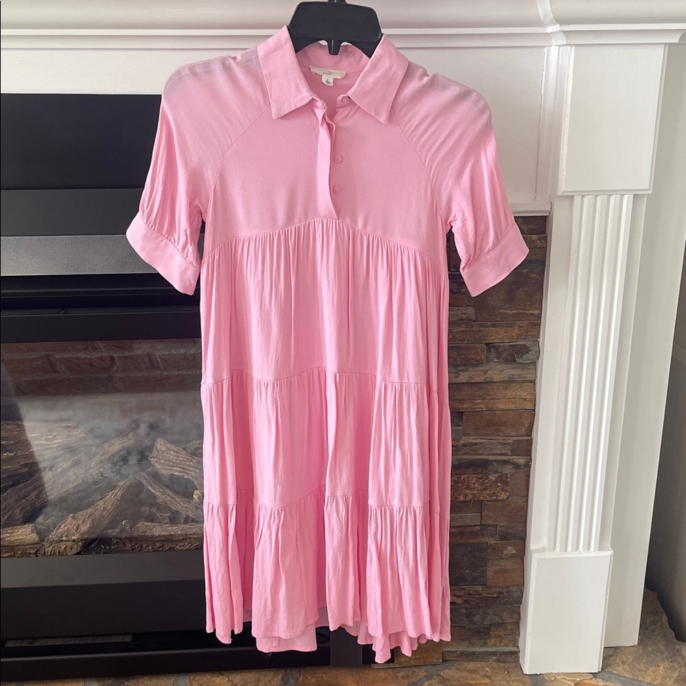 SOLD•••• Pink Tiered Shirt Dress